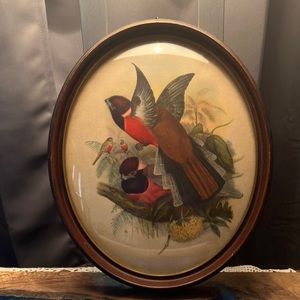 Vintage Peter Watson Art Studio Hand Made Convex Bubble Glass 2 Birds
